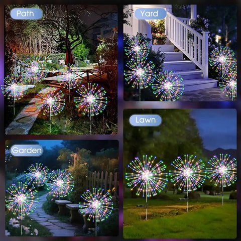 Outdoor Solar Garden Lights Waterproof 200 LED Twinkling Firework String Lights With 8 Modes For Yard Patio Lawn Decor