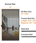 Hanging Screen Door For 36x80 Openings With 38x81 Curtain Size, Upgraded Fiberglass Mesh, Tension Rod, Gray Display