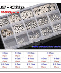 Heavy Duty Stainless Steel Snap Rings E Clip Circlips 304 GB896-304, 9mm Outer Diameter, 4mm Inner Diameter, 0.8mm Thick, Silver Finish, Pack Of 200, Must-Have Gear For Machinery, Automotive, And DIY Projects. Assorted 304 stainless steel E-clips in compartment box