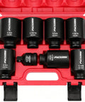 Eight Piece Deep Impact Socket Set One Half Inch Drive For Wheel Axle Nut Wrench High Torque Six Point Imperial Sockets