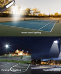 300W LED Parking Lot Light With Dusk To Dawn Photocell Sensor, 42000 Lumens, illuminating various outdoor areas