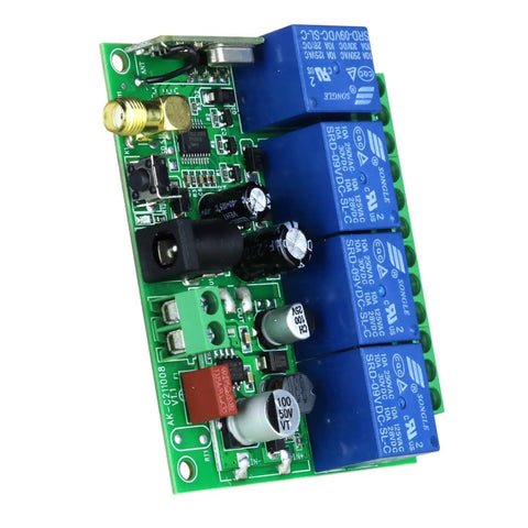 Four Channel Wireless Remote Control Switch Kit 433MHz 12V 24V 36V 10A Receiver With Two Transmitters For Garage Doors Motors Industrial Equipment And Home Automation Simple Install Wide Voltage Range Durable Build, four-channel relay board
