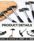 20 Piece Kid Friendly Claw Hammer Set Lightweight Alloy Steel Rubber Handle Hammers For DIY Woodworking And Crafts