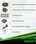 Components of the Rear Sprocket Freewheel Chain Plate Guide Assembly For Razor MX650 MX500 SX500 RSF650 Dirt Bikes