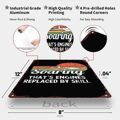 Aviation Themed Aluminum Wall Sign Dope 8x12 Inch Durable Metal Decor highlighting details like size and material features.