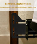 Heavy Duty Bed Frame Brackets For Headboard Adapter Connector Includes Two Rock Solid Steel Conversion Plates With Sleek Black Finish Provides Badass Grip On Queen King Or Full Size Frames Every Time mounted on wooden bed post.