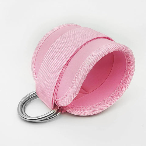 Badass Leg Straps For Cable Machines And Home Gym Hustle, Dual Pack Heavy Duty Double D Ring Cuffs, pink neoprene ankle strap
