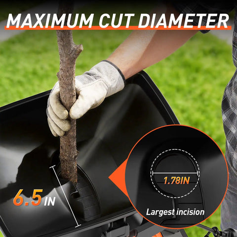 Powerful 15 Amp Electric Wood Chipper Shredder With 1.75 Inch Cutting Capacity For Branches And Twigs in action