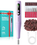 Cordless Nail Drill Kit With LED Display Adjustable Speeds And Professional Nail File For Acrylic Gel Powder Portable For Home DIY And Salon Use Beginners Friendly Manicure Pedicure Tool For Women Travel Ready Purple