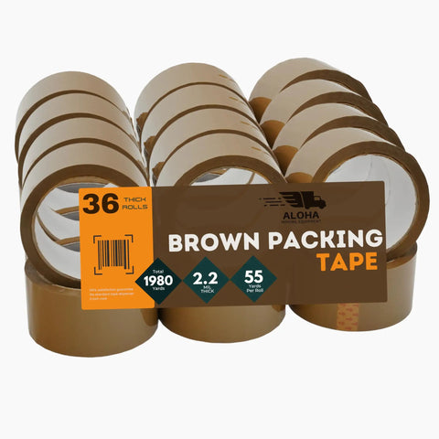 Heavy Duty Packing Tape For Moving And Shipping Boxes, 2.2 Mil Thick, 2 Inch Wide Mailing Tape, 36 Rolls, Brown Tape