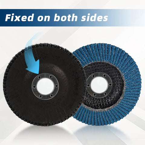 10 Pack Premium Zirconia Flap Disc 40 Grit Type 29 for 4.5 Inch Angle Grinder showing fixed dual-sided design