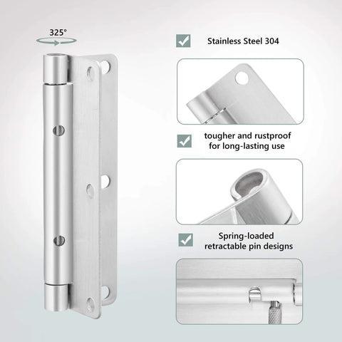 4 Inch Quick Release Hinges Set With Detachable Spring Mechanism Pro Grade Stainless Steel 304 image showing hinge features.