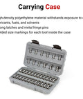 Three Eighths Inch Drive Torx Bit Set With External Star Sockets And Case in open case showing 36-piece set.