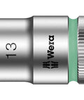 Zyklop Beefy Three Eighths Inch Drive Socket With Hex Head 13 Millimeter, 29 Millimeter Length, ball intercept ring and knurling
