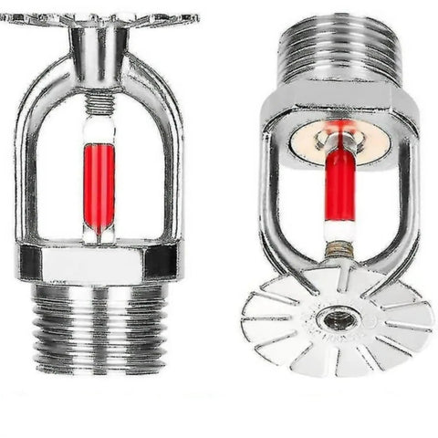 Six Piece Pendent Fire Sprinkler Head Set Loaded With A Solid Red 155 Degree Bulb And Straight One Half Inch Npt Thread showing chrome-plated design.