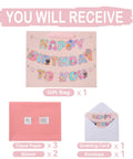 13 Inch Large Cat Birthday Gift Bag Set With Handles, Greeting Card, Pink Tissue Paper, Kitty Themed Stickers, Banner, Easy Packaging
