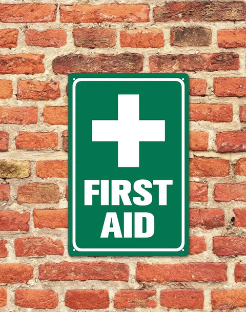 Built Tough 8x12 Inch Aluminum First Aid Sign Weatherproof Rustproof Pre Drilled For Easy Mounting Great For Workplace School Hospital Factory Warehouse And Outdoor Use