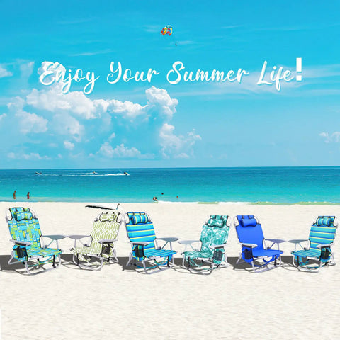 Portable Beach Chair For Adults With 5 Position Recline And Lay Flat Option Headrest And Cup Holder Heavy Duty 350 Lb Capacity Folding
