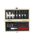 14 Piece Woodworking Set With K5 Handle, assorted blades, gouges, routers in wooden case for carving, model making, DIY projects