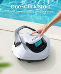 Seagull SE Cordless Robotic Pool Cleaner For Above Ground Pools With LED Indicator, shown being activated poolside.