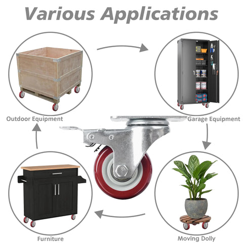 heavy-duty locking caster wheels with various applications