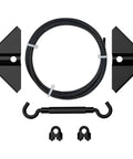 Anti Sag Gate Kit For Exterior Use With WeatherGuard Black Finish Includes Top And Bottom Corner Brackets Cable Clamps Cable Turnbuckle And Mounting Screws