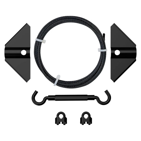 Anti Sag Gate Kit For Exterior Use With WeatherGuard Black Finish Includes Top And Bottom Corner Brackets Cable Clamps Cable Turnbuckle And Mounting Screws