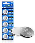 CR1616 Lithium Coin Battery 3 Volt Button Cell 5 Pack Grade A Long Lasting High Capacity Replacement displayed with two batteries.