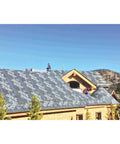 Rock Solid Beat The Heat Ice And Water Shield Roofing Underlayment Self Adhering Rubberized Asphalt installed on sloped roof during construction.