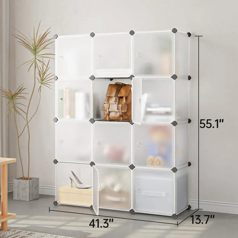 12 Cube Storage Organizer With Door And Metal Mesh Boss Level Capacity For Books Toys And Clothes White 14x14 Inch Ideal For Home Bedroom Office Bookroom Organization And Easy Access