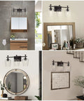 3 Light Bathroom Vanity Light Fixture With Metal Modern Frame, Industrial Over Mirror Lighting in various home settings
