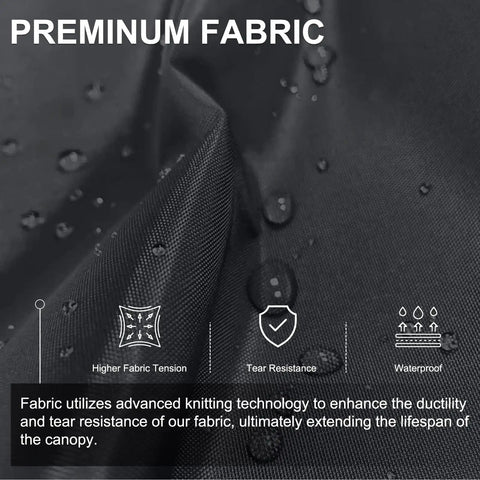 Premium fabric features of Pop Up Canopy Shelter For Outdoor Patio, Easy One Person Setup In Minutes, Heavy Duty Frame, Portable 10x10 Ft Tent