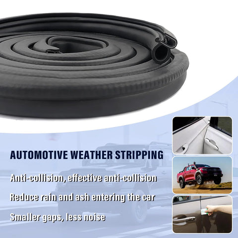 20ft car door weather stripping roll; U-shaped rubber edge trim with steel strip, black
