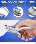 Single Hole Punch For Office Use, Heavy Duty Metal Hole Puncher With 1/4 Inch Punch, 5 Sheet Capacity, Anti Rust Construction, Handy Chip Tray