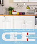 All In One Baby Proofing Kit 46 Pack For Cabinets Drawers Outlets And Corner Guards With 6 Cabinet Locks shown in kitchen setup