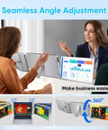 Triple Screen Laptop Extender For 12 To 16.2 Inch Laptops, FHD 1200P 16:10 IPS Portable Monitor, 14 Inch Triple Display