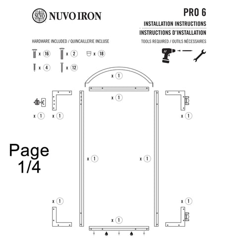 Pro 6 Gate Frame In Black For A 36 And One Quarter Inch Wide Opening, Sturdy Six Board Gate Frame, 74 And A Half Inch Tall, Fits Standard Fence Boards, Optional Decorative Arch Adds Extra Height