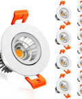 2 Inch LED Downlight 12 Pack Recessed COB Dimmable Ceiling Lights 3W 3000K Warm White CRI80 With LED Driver Low Power Aluminum Housing