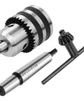 MT2 Drill Chuck For Lathe With JT33 Morse Taper Two Arbor And Chuck Key One Thirty Second To Five Eighth Inch Capacity High Speed Steel