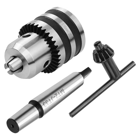 MT2 Drill Chuck For Lathe With JT33 Morse Taper Two Arbor And Chuck Key One Thirty Second To Five Eighth Inch Capacity High Speed Steel