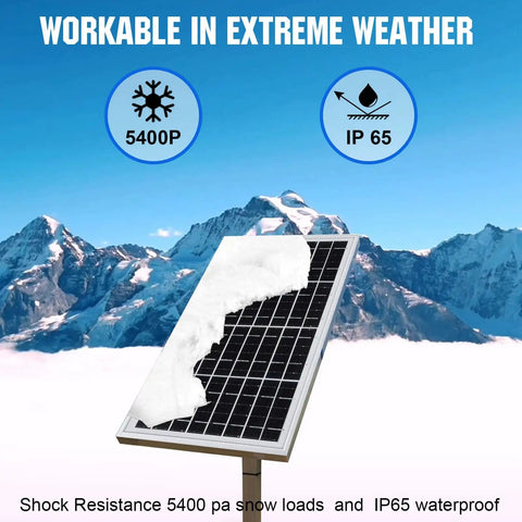 10W Portable Solar Panel Charger For 12V Battery And Gate Opener in snowy mountain setting