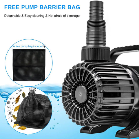 Smart Submersible Pond Pump 1800 GPH 100W Quiet Waterfall Fountain For Small Ponds Garden Yard Patio IPX8 With 32.8 Ft Cord