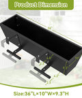 Tough As Nails Two Pack Metal Railing Planter Box 36 Inch Heavy Duty Rustproof Powder Coated Steel Flower Pot dimensions shown.