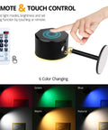 Remote control and touch operated rechargeable battery operated wall sconce set of 2 with dimmable LED lights and RGB colors.
