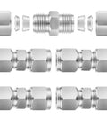ChillWaves 304 stainless steel compression tube fittings 3/8 in OD x 3/8 in OD union connectors, 5-pack