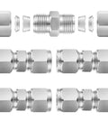 304 Stainless Steel Compression Tube Fitting 1 8th In OD To 1 8th In OD Union Connector 5 Pack Corrosion Resistant Plumbing Gas Lines