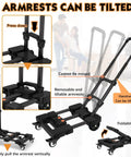 Heavy Duty Hand Truck 500 Lb Capacity With One Touch Retractable Handle And Extendable Plate showing armrests and tilt features