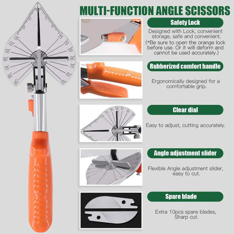 Multi Angle Miter Shear Cutter With Wrench And 5 Spare Blades For Vinyl And Wood Molding Trim Adjustable 45 To 135 Degree Scissors