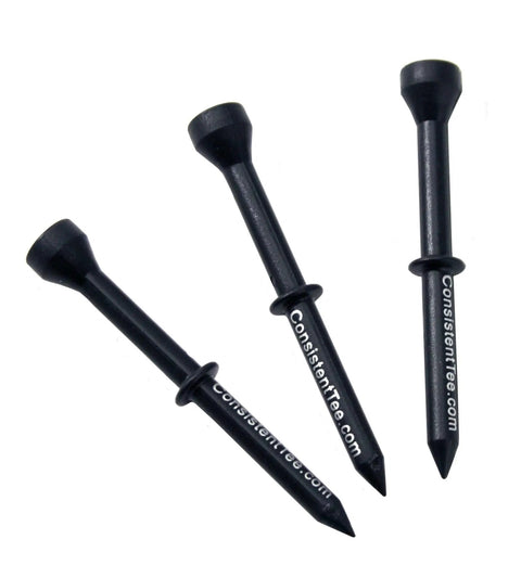 Black Three And A Quarter Inch Golf Tees For 440cc To 460cc Drivers, 10 Pack Traditional Tees For Any Golfer shown in close-up view