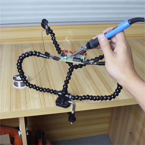Helping Hand Soldering Tool With Table Clip And Stand Third Hand Soldering Holder for PCB Welding Projects on workbench